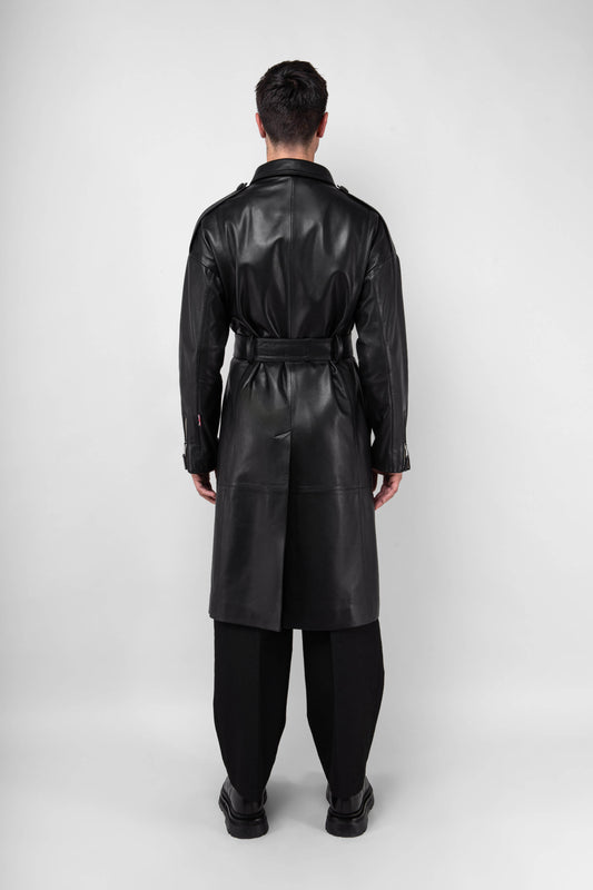 Drop Shoulder Leather Trench (Man)